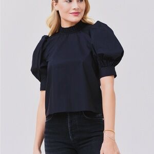 Elegant Black Puff Sleeve Top